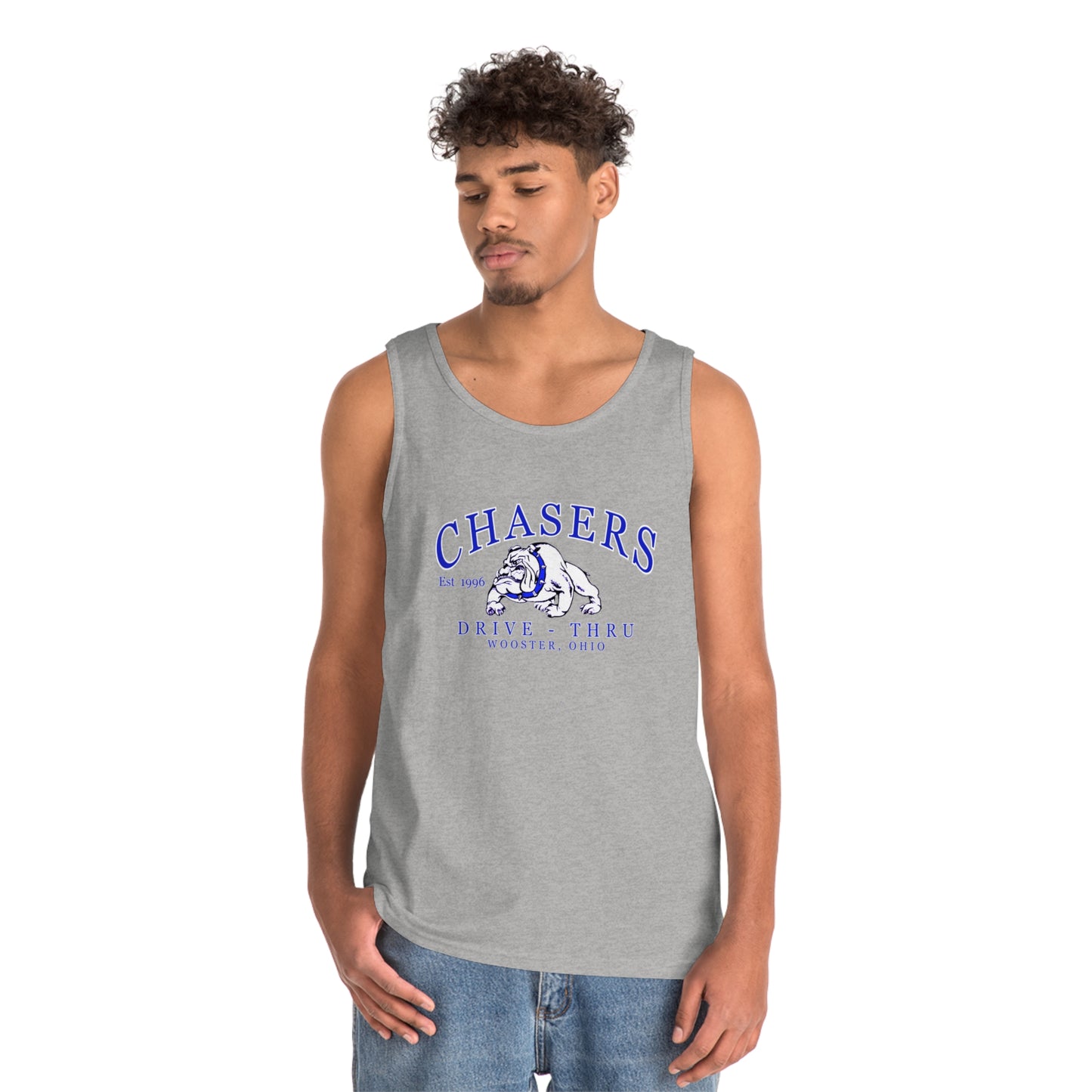 White, Black and Gray Chasers Unisex Heavy Cotton Tank Top