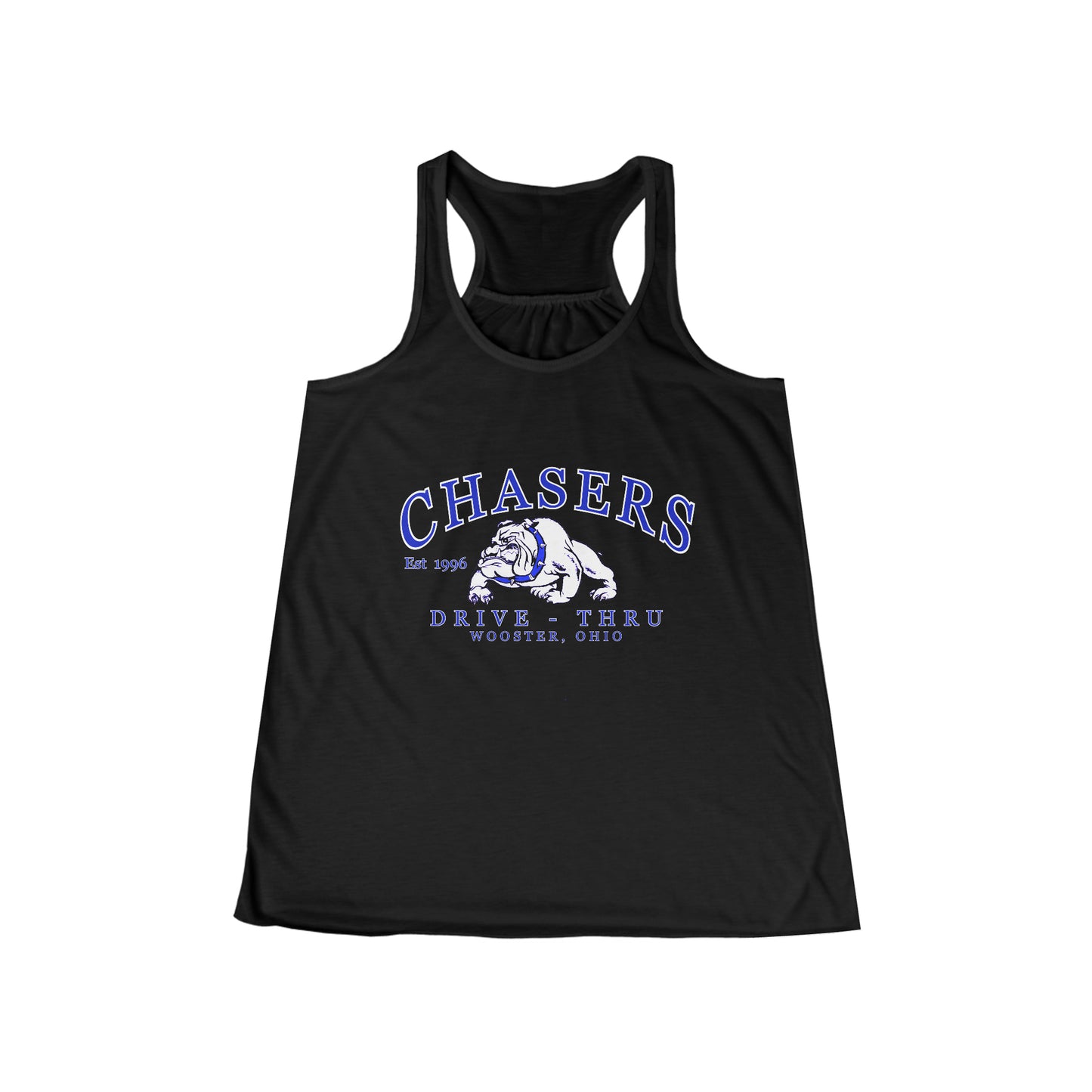 White, White marble, Black and Athletic Heather Chasers Women's Flowy Racerback Tank