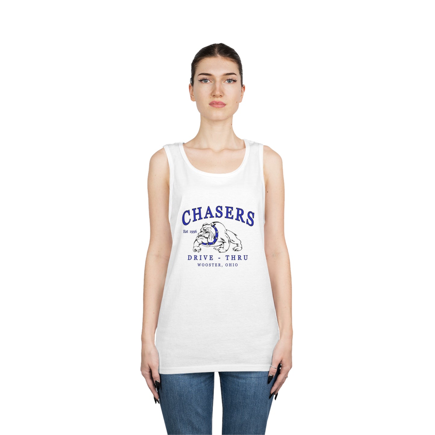 White, Black and Gray Chasers Unisex Heavy Cotton Tank Top