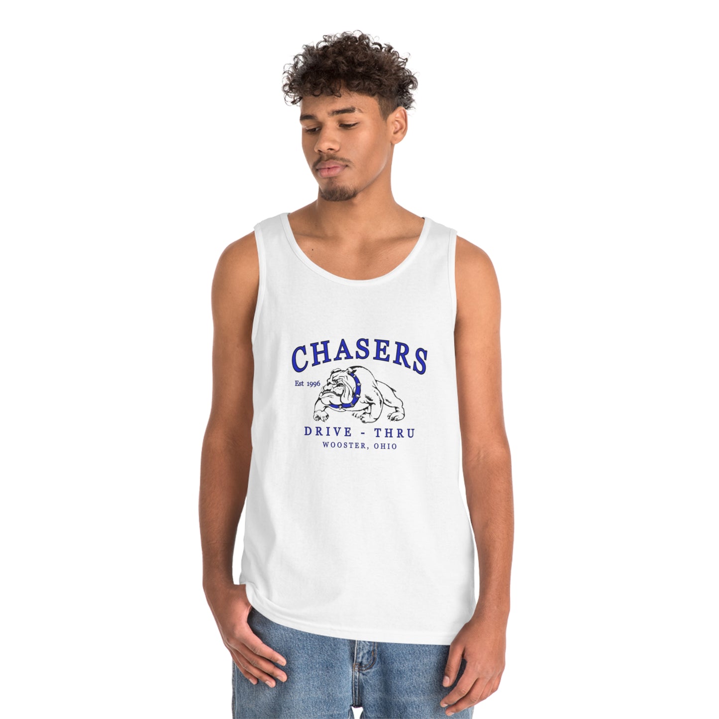 White, Black and Gray Chasers Unisex Heavy Cotton Tank Top