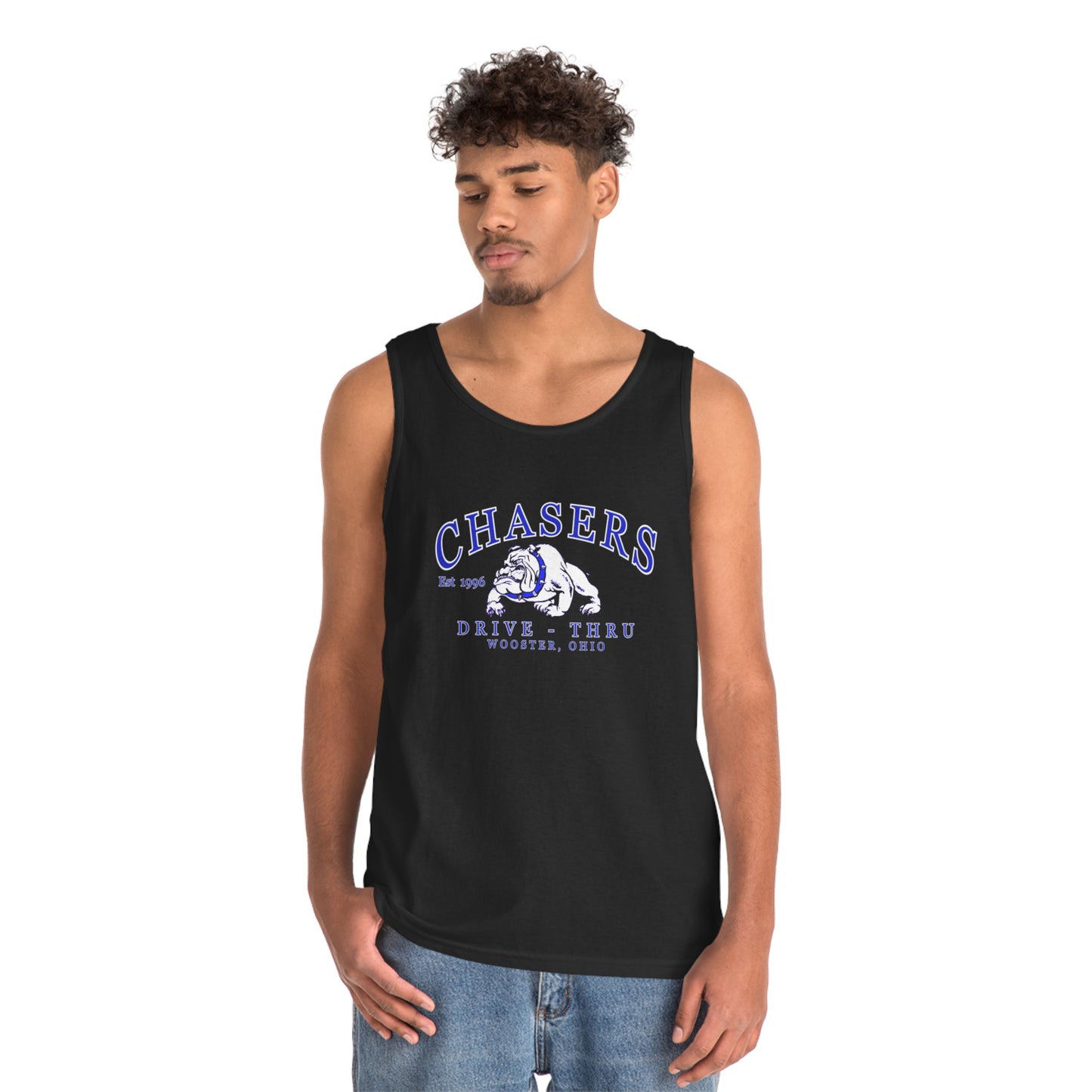 White, Black and Gray Chasers Unisex Heavy Cotton Tank Top