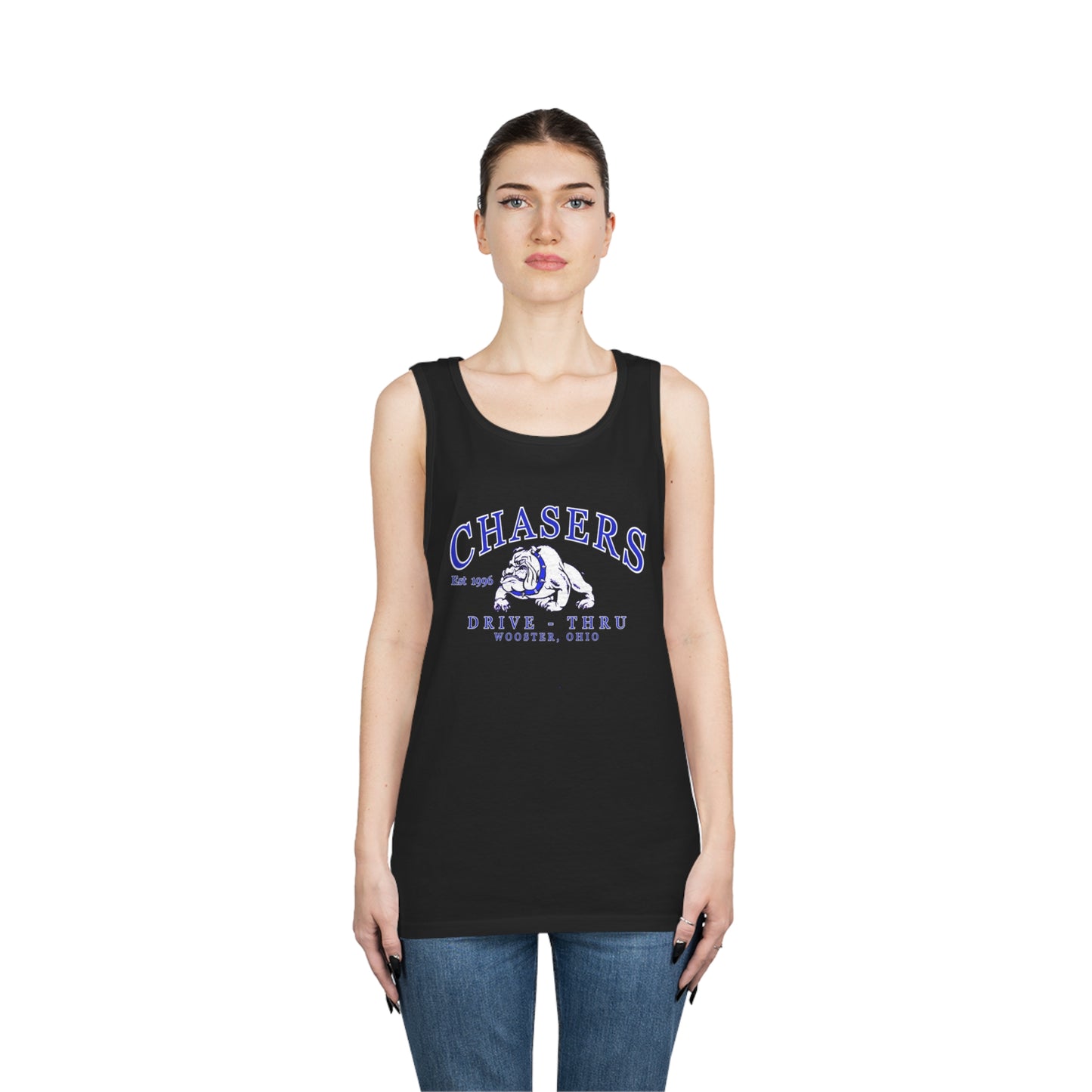 White, Black and Gray Chasers Unisex Heavy Cotton Tank Top